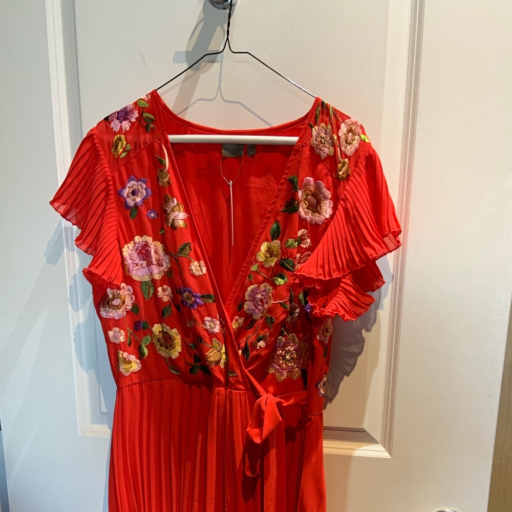 NWT Asos Embroidered Faux Wrap Dress